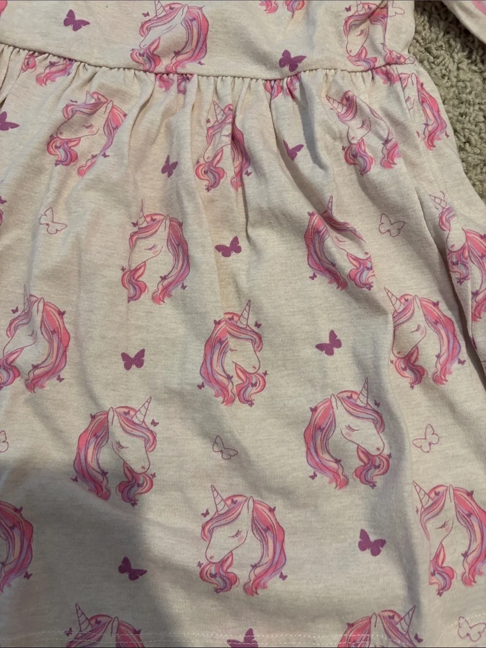 Garanimals Girls' Pink & tan Unicorn and Bow Long-Sleeve Dreses